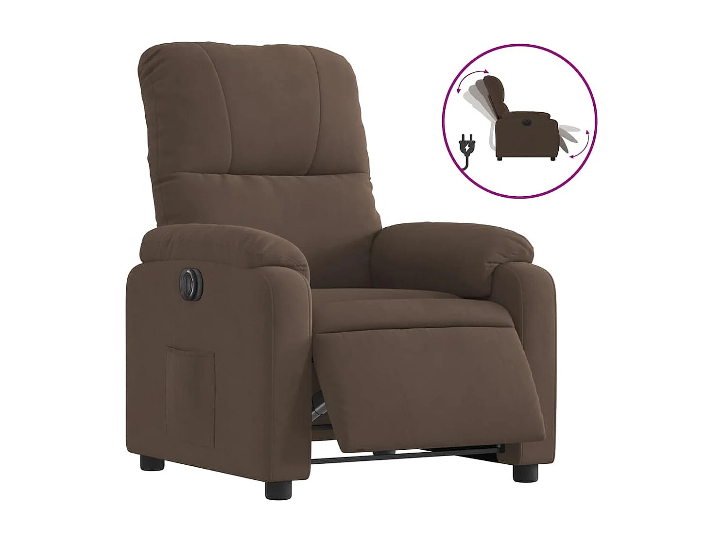 Fauteuil relax TV fonction tissu marron 75 x 89.5 x 103.5 cm DEC028456