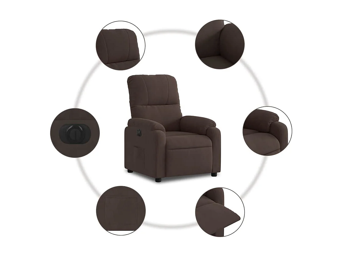 Fauteuil relax TV fonction tissu marron 75 x 89.5 x 103.5 cm DEC028456