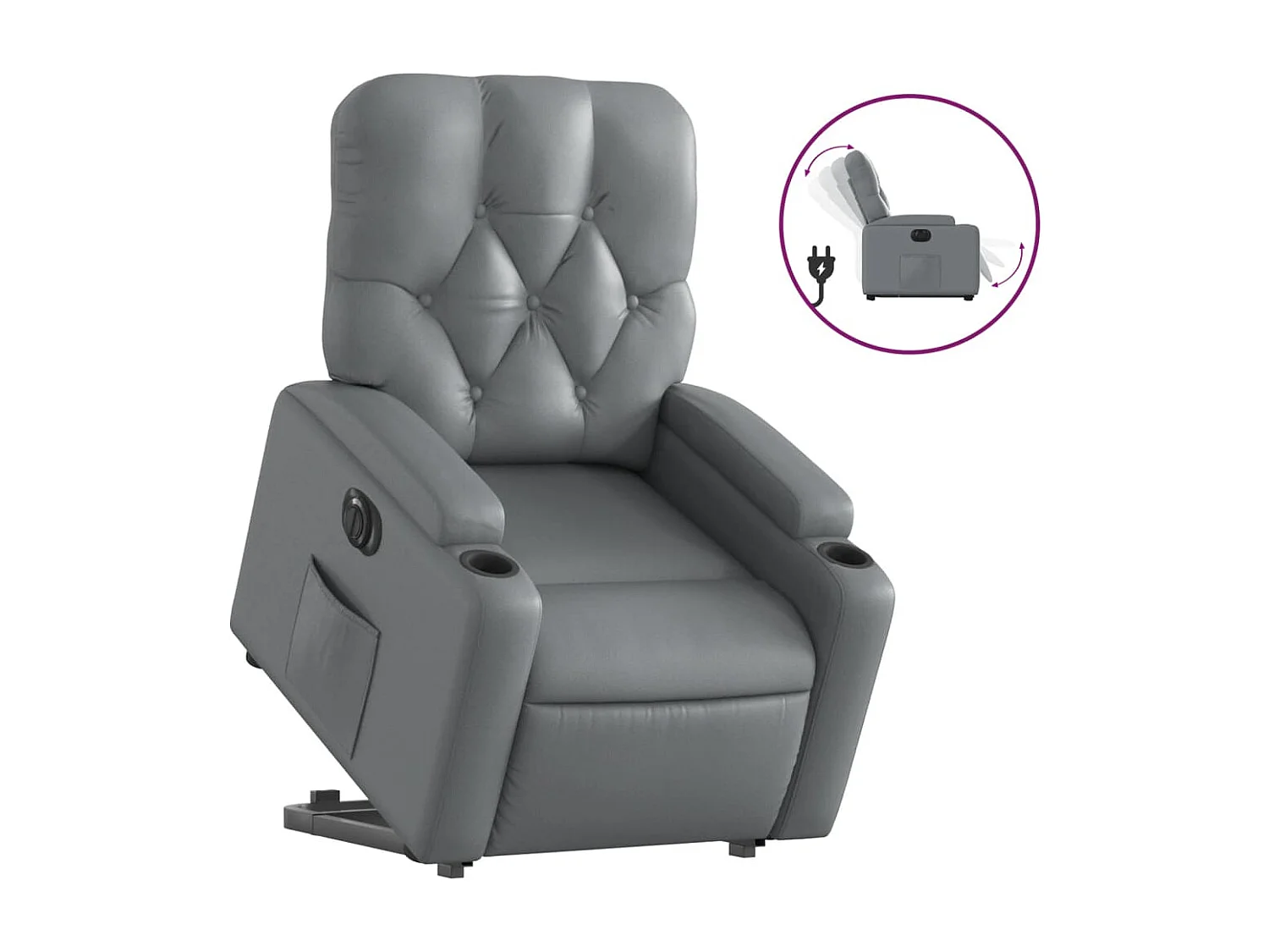 Fauteuil relax TV fonction PVC grise 74 x 86.5 x 93.5 cm DEC028377