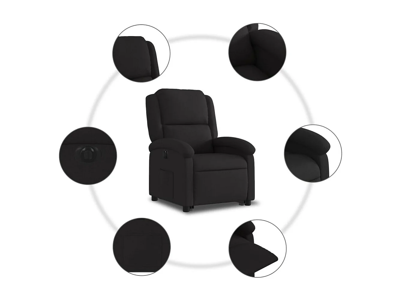 Fauteuil relax TV fonction tissu noire 71 x 86.5 x 99.5 cm DEC028510