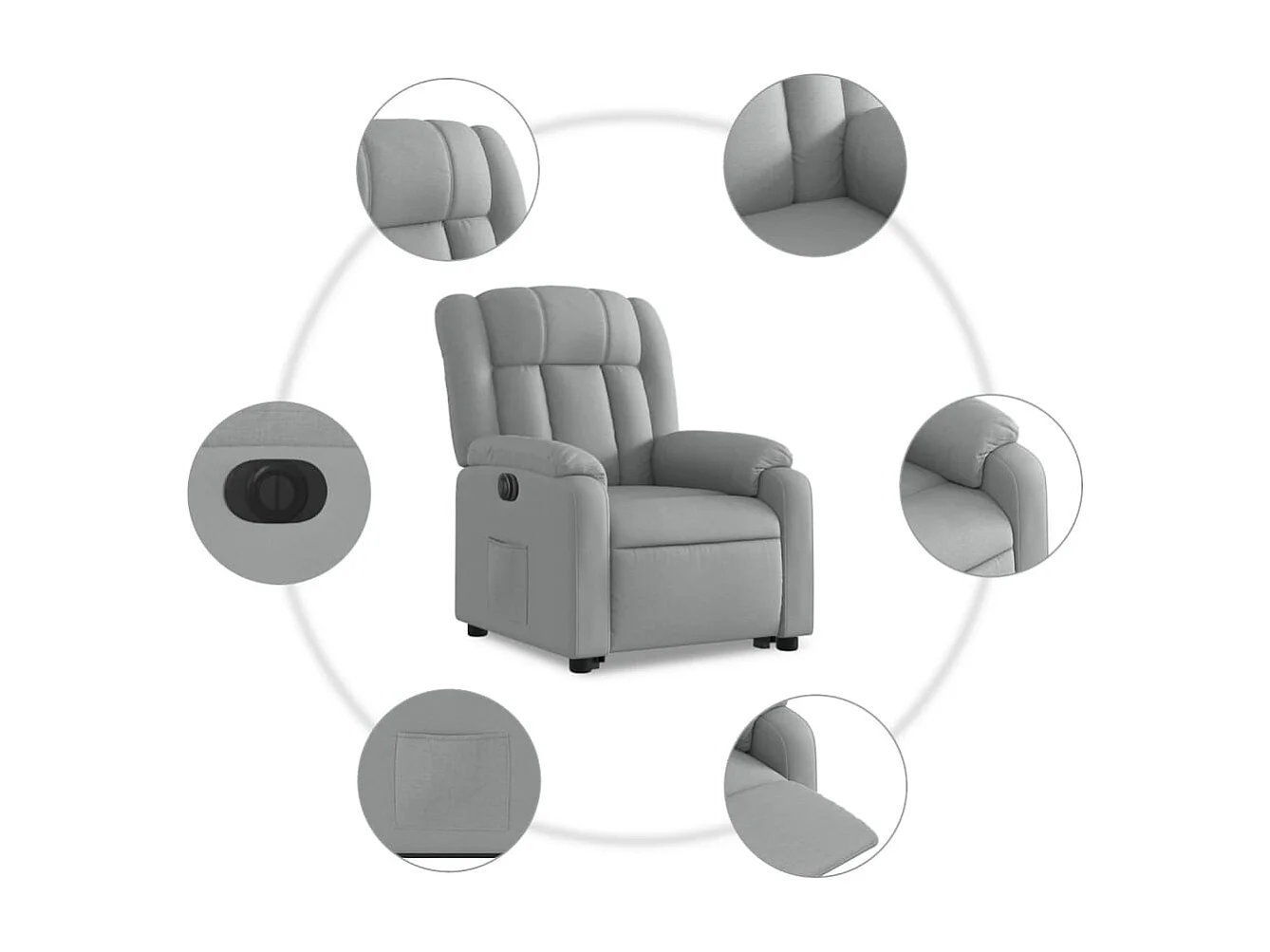 Fauteuil relax TV fonction tissu grise 78 x 92 x 98 cm DEC028321
