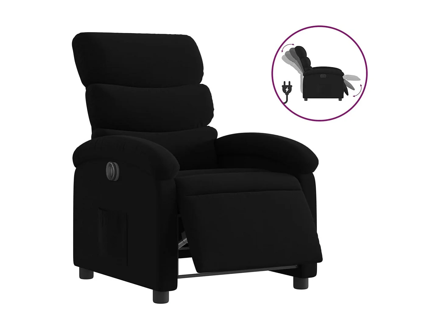 Fauteuil relax TV fonction tissu noire 70 x 92 x 99.5 cm DEC028508