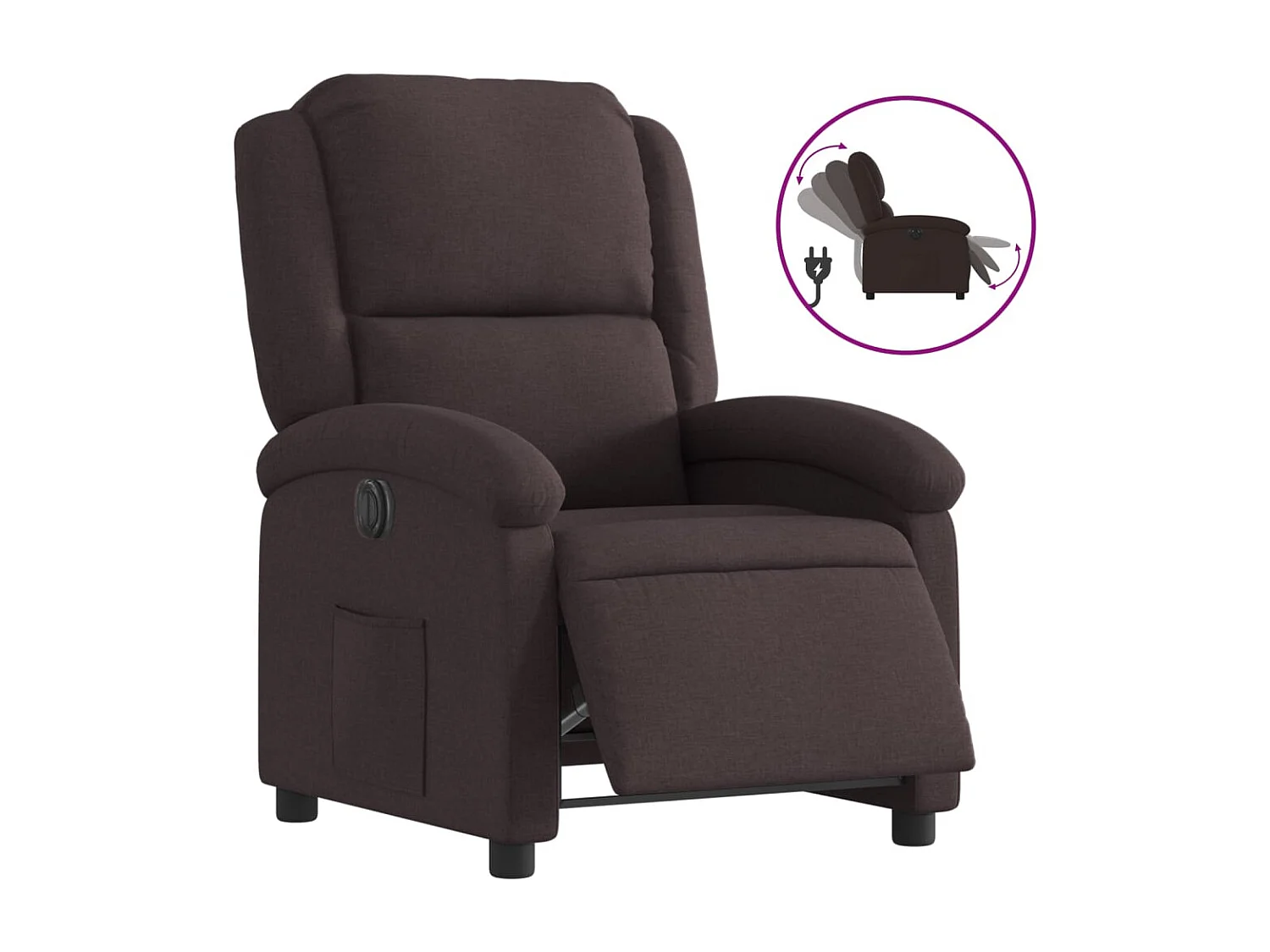 Fauteuil relax TV fonction tissu marron 71 x 86.5 x 99.5 cm DEC028413