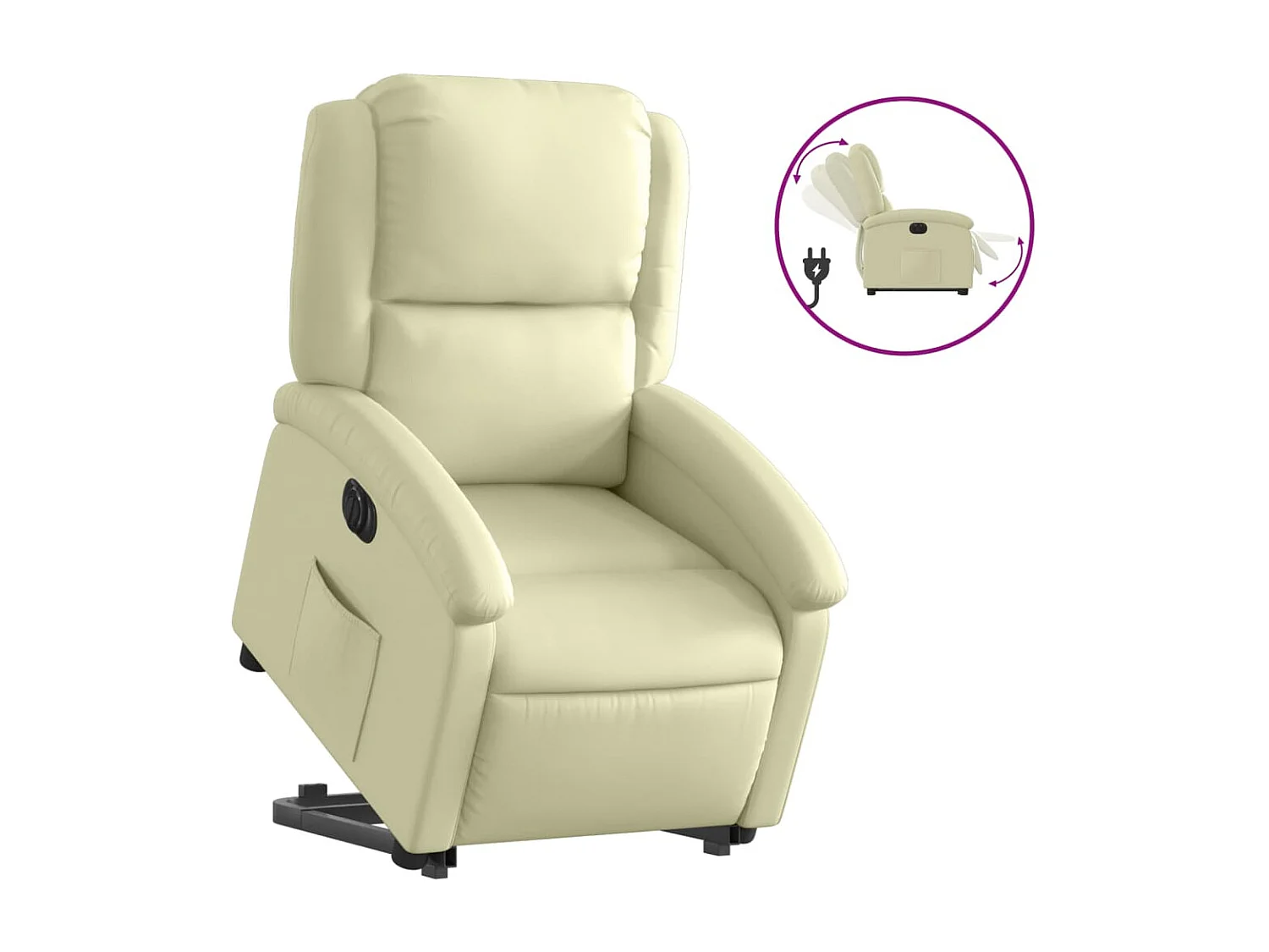 Fauteuil relax TV fonction cuir crème 71 x 86.5 x 99.5 cm DEC028254