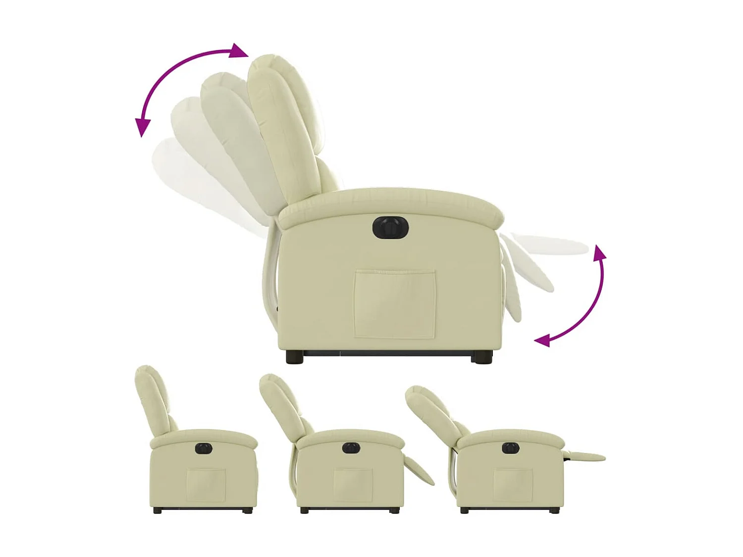 Fauteuil relax TV fonction cuir crème 71 x 86.5 x 99.5 cm DEC028254