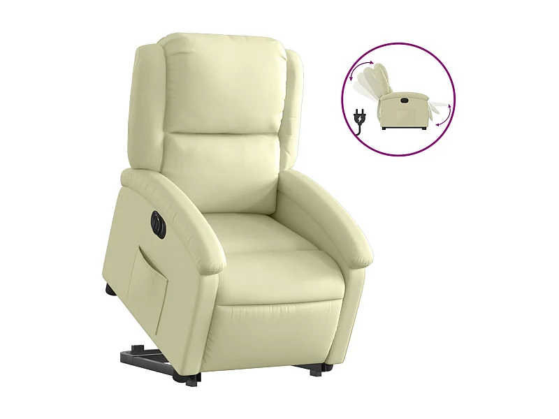 Fauteuil relax TV fonction cuir crème 71 x 86.5 x 99.5 cm DEC028254