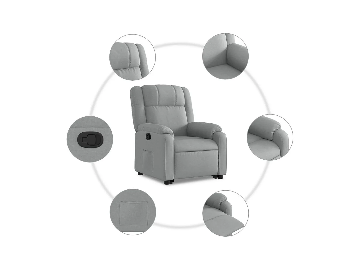 Fauteuil relax TV rembourrage tissu grise 77 x 95 x 99 cm DEC027898