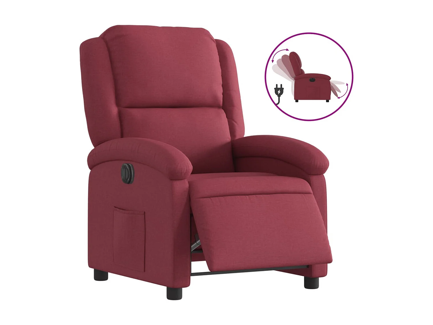 Fauteuil relax TV fonction tissu bordeaux 71 x 86.5 x 99.5 cm DEC028528