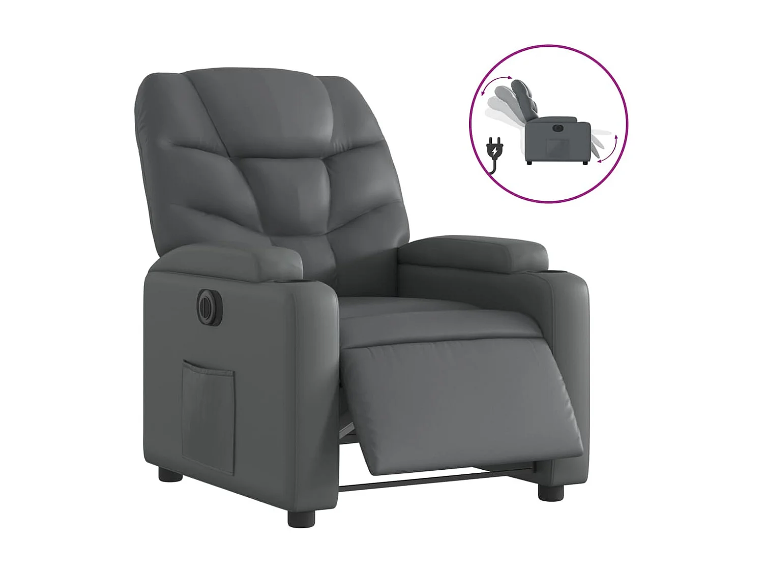 Fauteuil relax TV fonction PVC grise 74 x 89 x 100 cm DEC028376