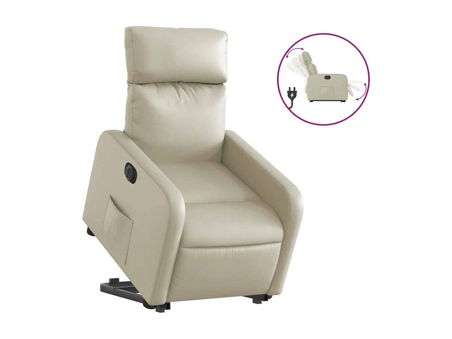 Fauteuil relax TV fonction PVC crème 66 x 89.5 x 95.5 cm DEC028260