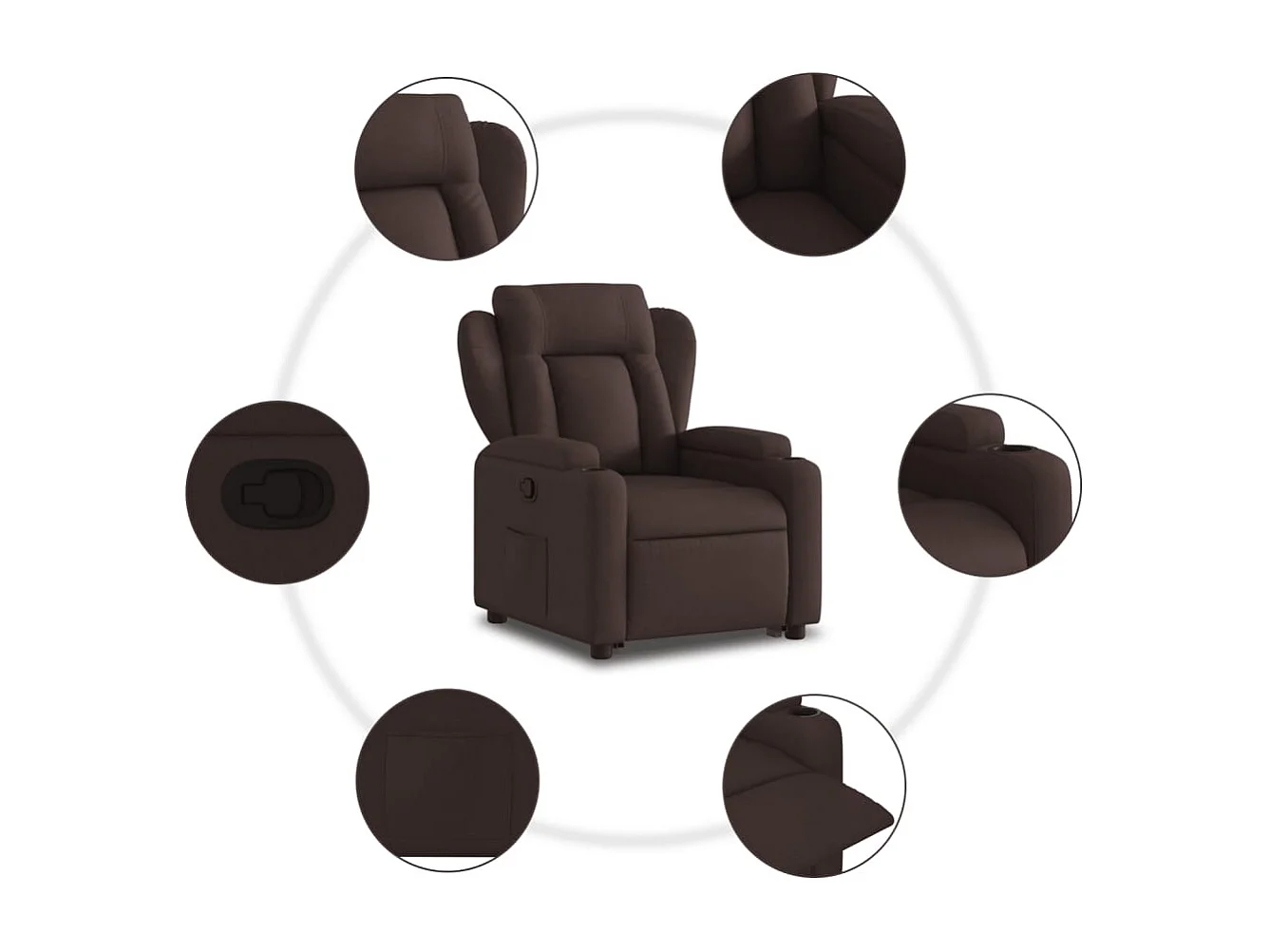 Fauteuil relax TV rembourrage tissu marron 77 x 94.5 x 100 cm DEC028002