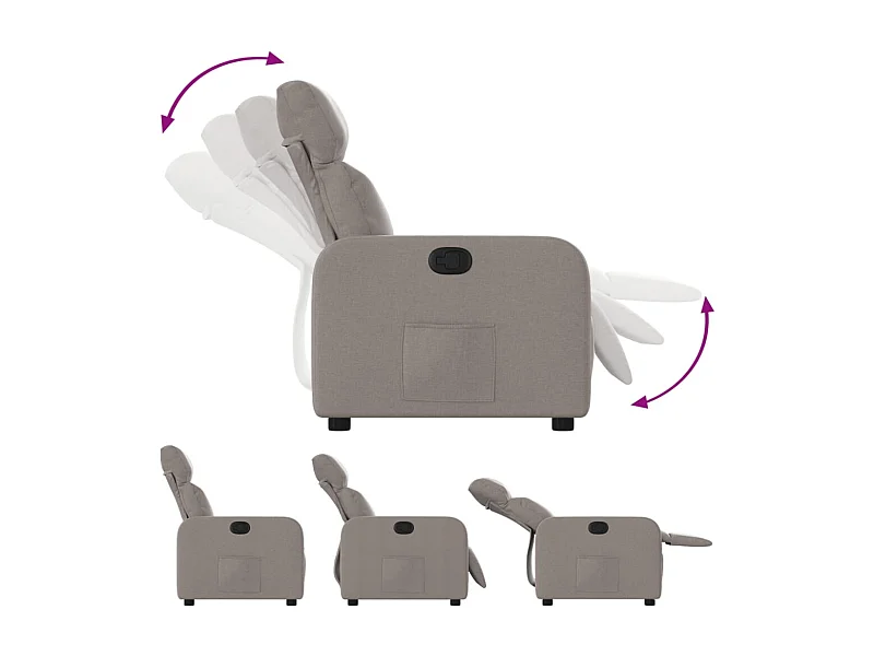 Fauteuil relax TV rembourrage tissu 66 x 89.5 x 95.5 cm DEC028191