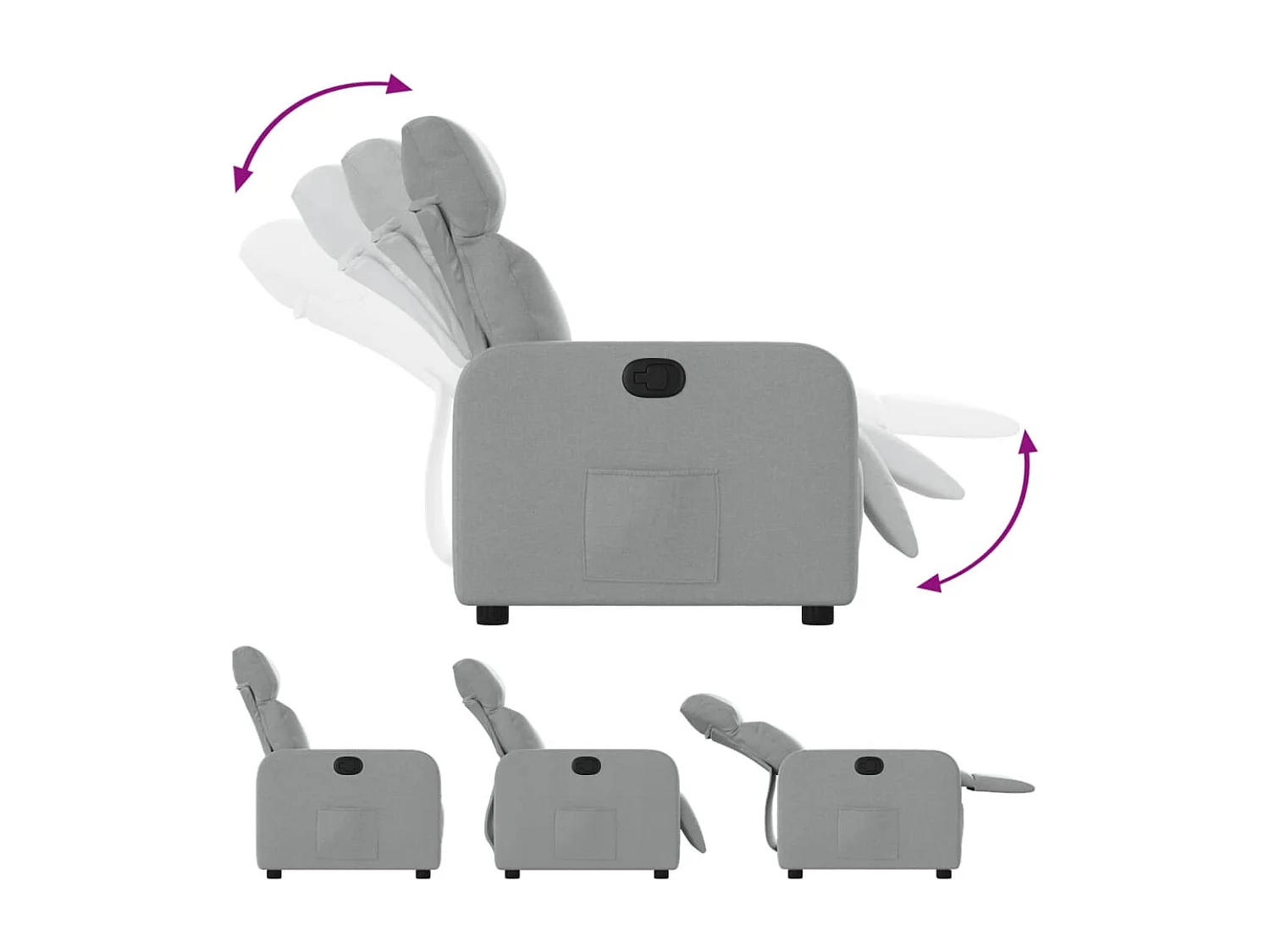 Fauteuil relax TV rembourrage tissu grise 66 x 89.5 x 95.5 cm DEC027890