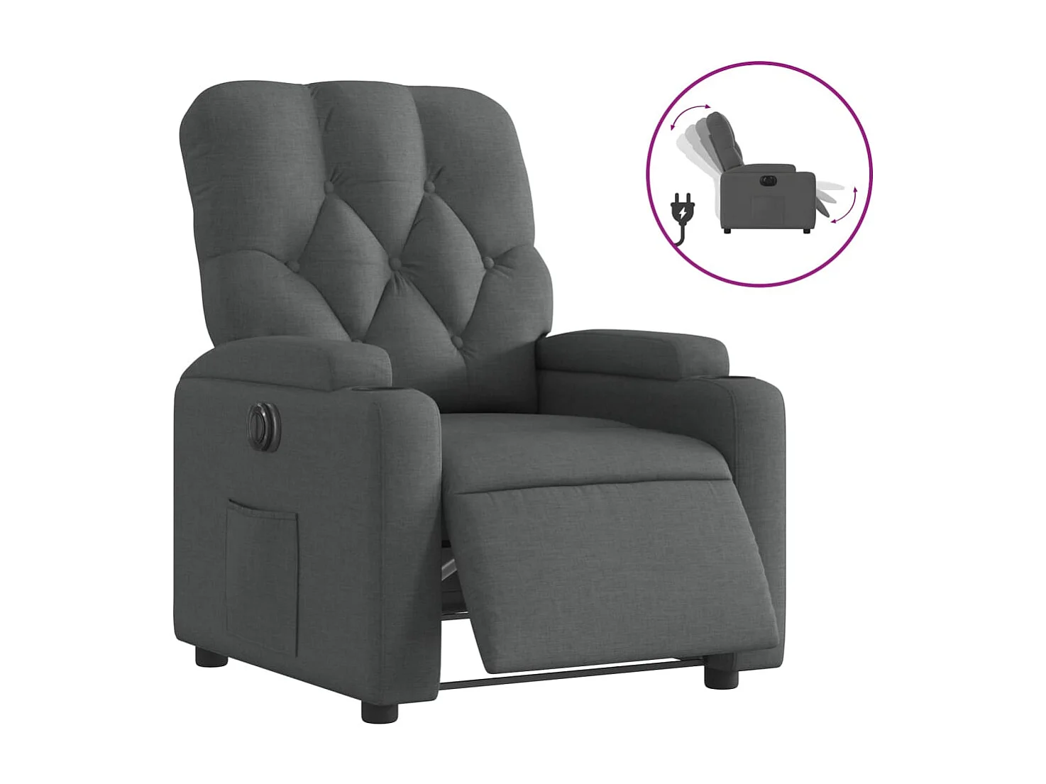 Fauteuil relax TV fonction tissu grise 74 x 86.5 x 93.5 cm DEC028341