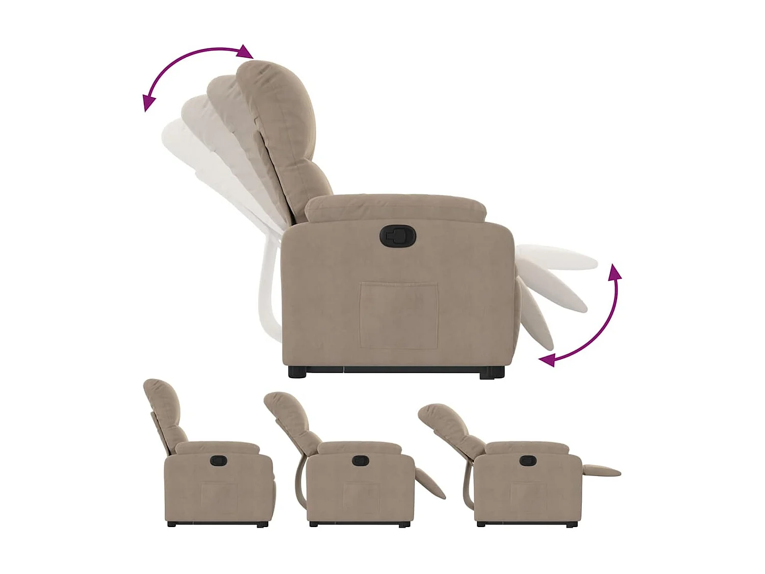 Fauteuil relax TV rembourrage tissu 75 x 89.5 x 103.5 cm DEC028205