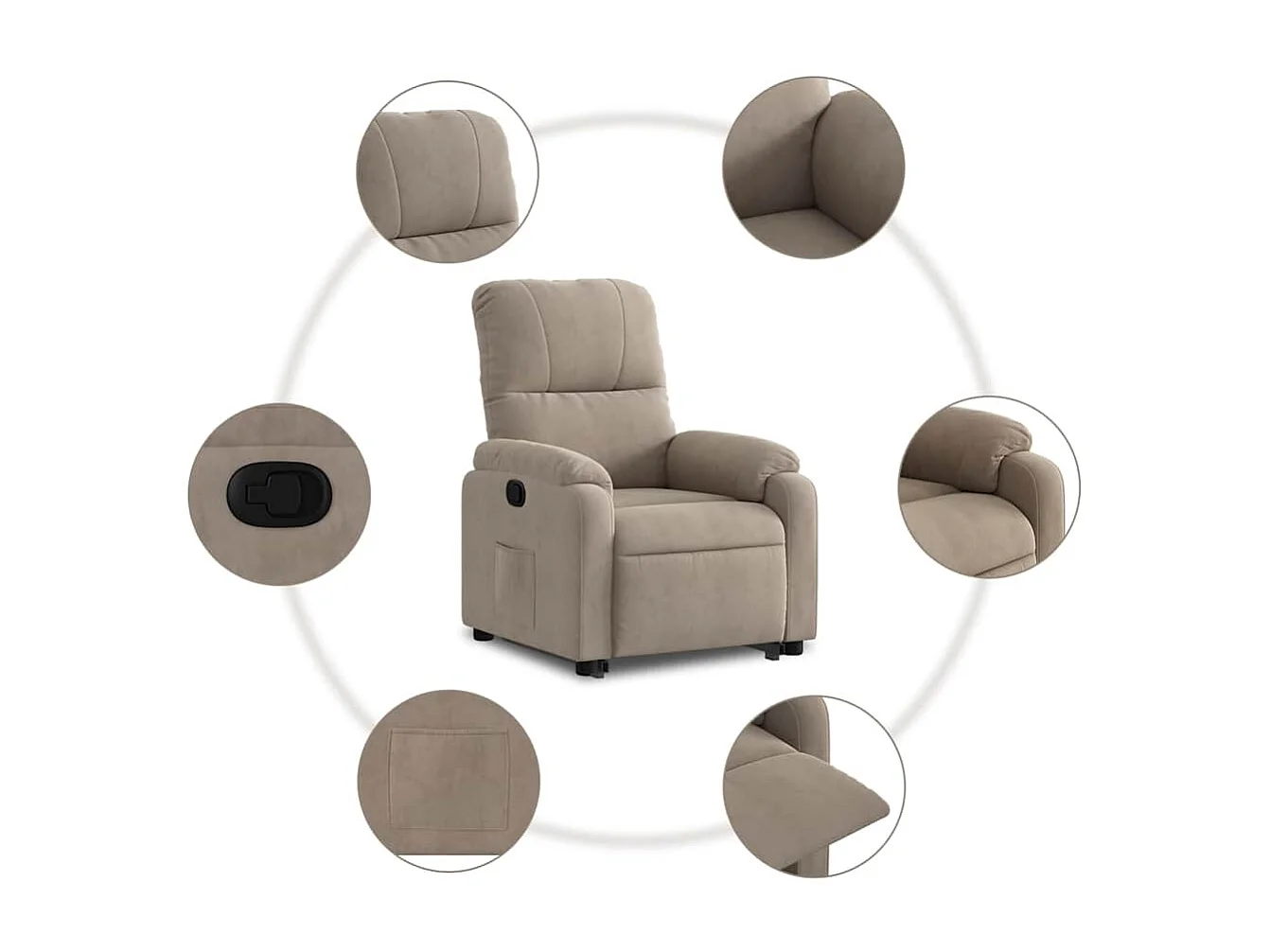 Fauteuil relax TV rembourrage tissu 75 x 89.5 x 103.5 cm DEC028205