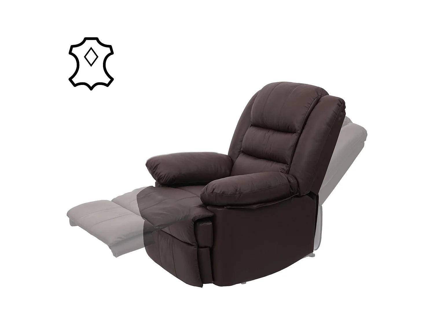 Fauteuil TV inclinable large cuir marron 87 x 150 x 101 cm 04_0006883