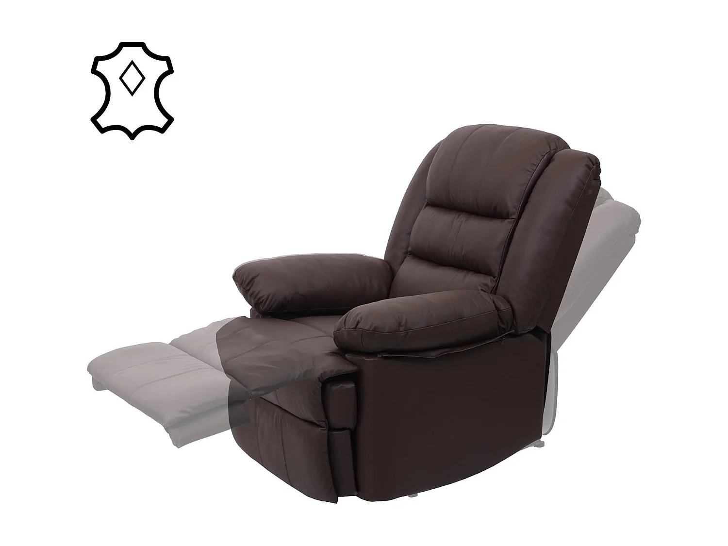 Fauteuil TV inclinable large cuir marron 87 x 150 x 101 cm 04_0006883