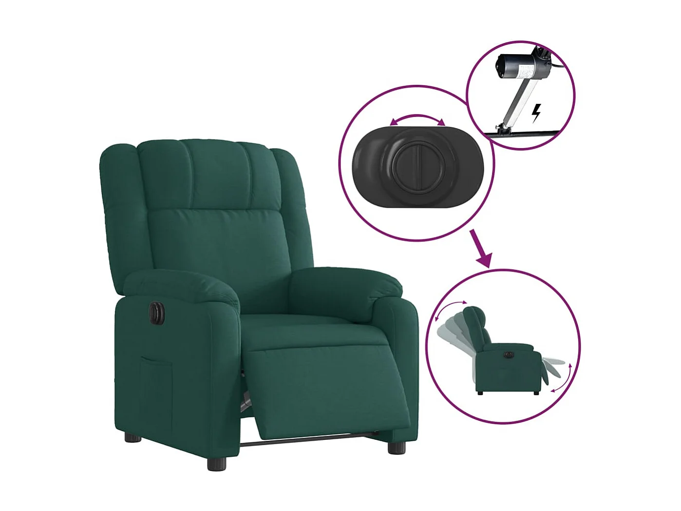 Fauteuil relax TV fonction tissu 77 x 95 x 99 cm DEC028595