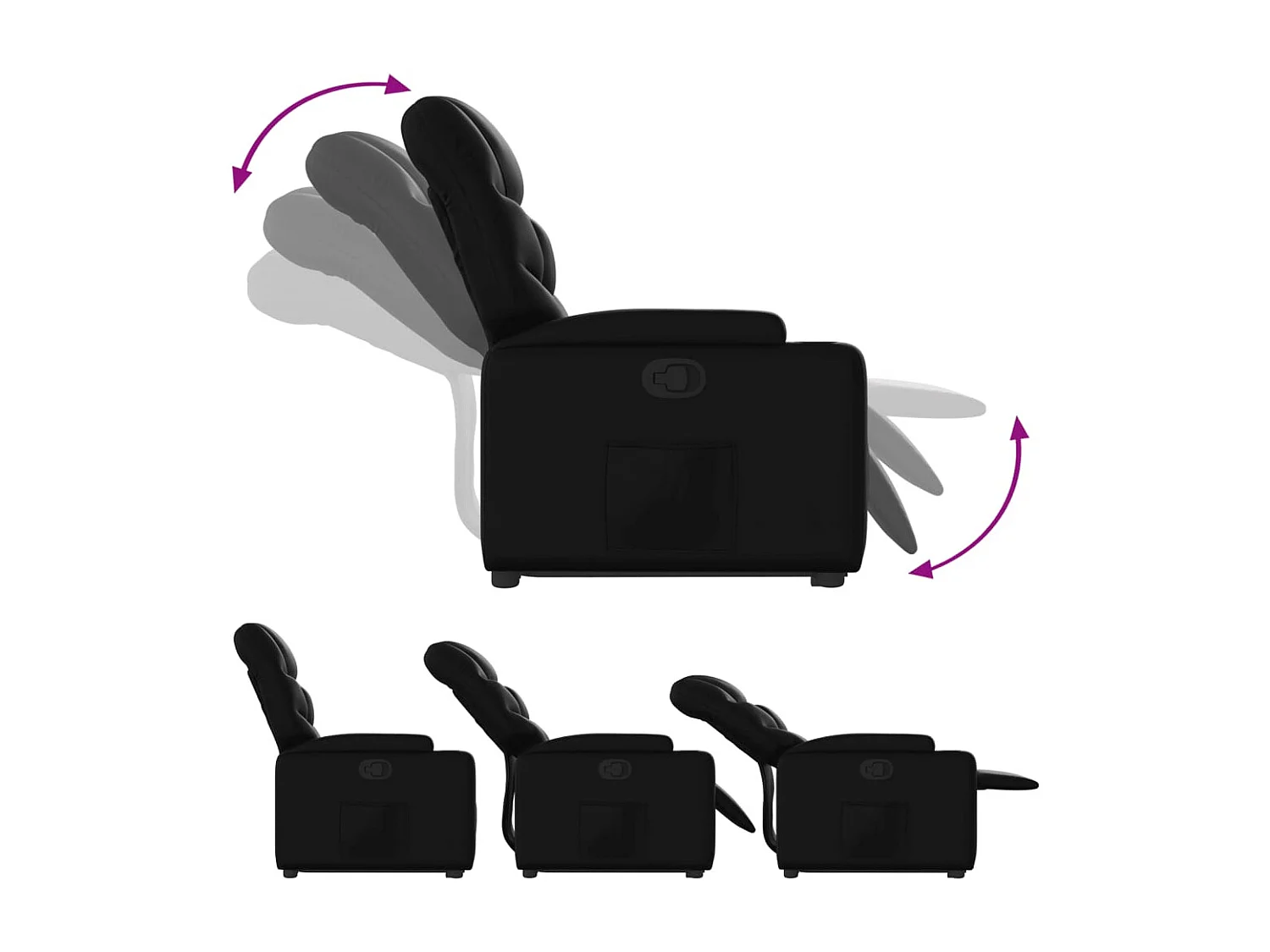 Fauteuil relax TV rembourrage PVC noire 74 x 89 x 100 cm DEC028068