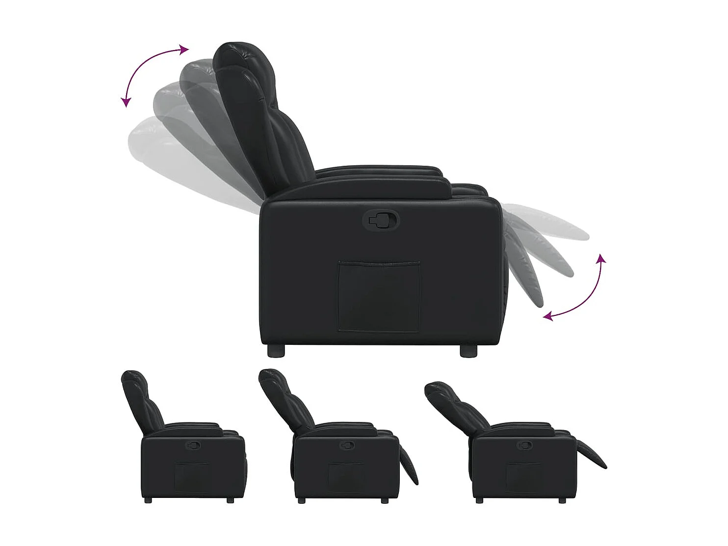 Fauteuil relax TV rembourrage PVC noire 77 x 94.5 x 100 cm DEC028085