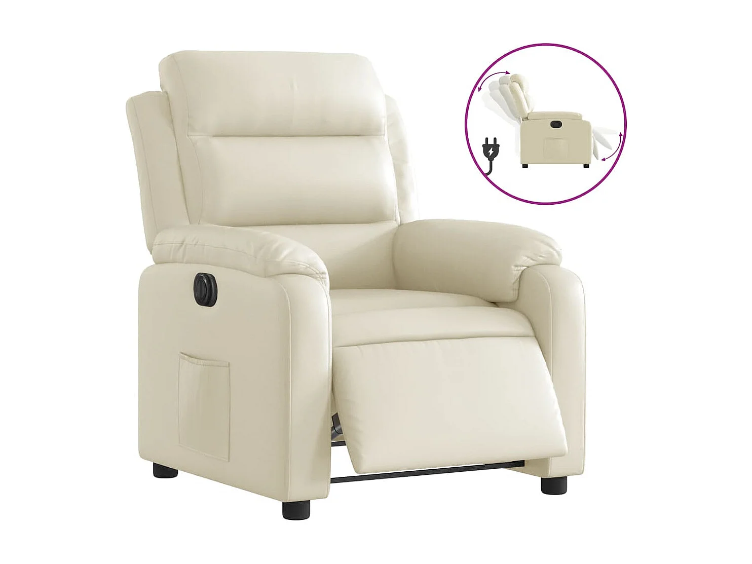 Fauteuil relax TV fonction PVC crème 75 x 92.5 x 100 cm DEC028263
