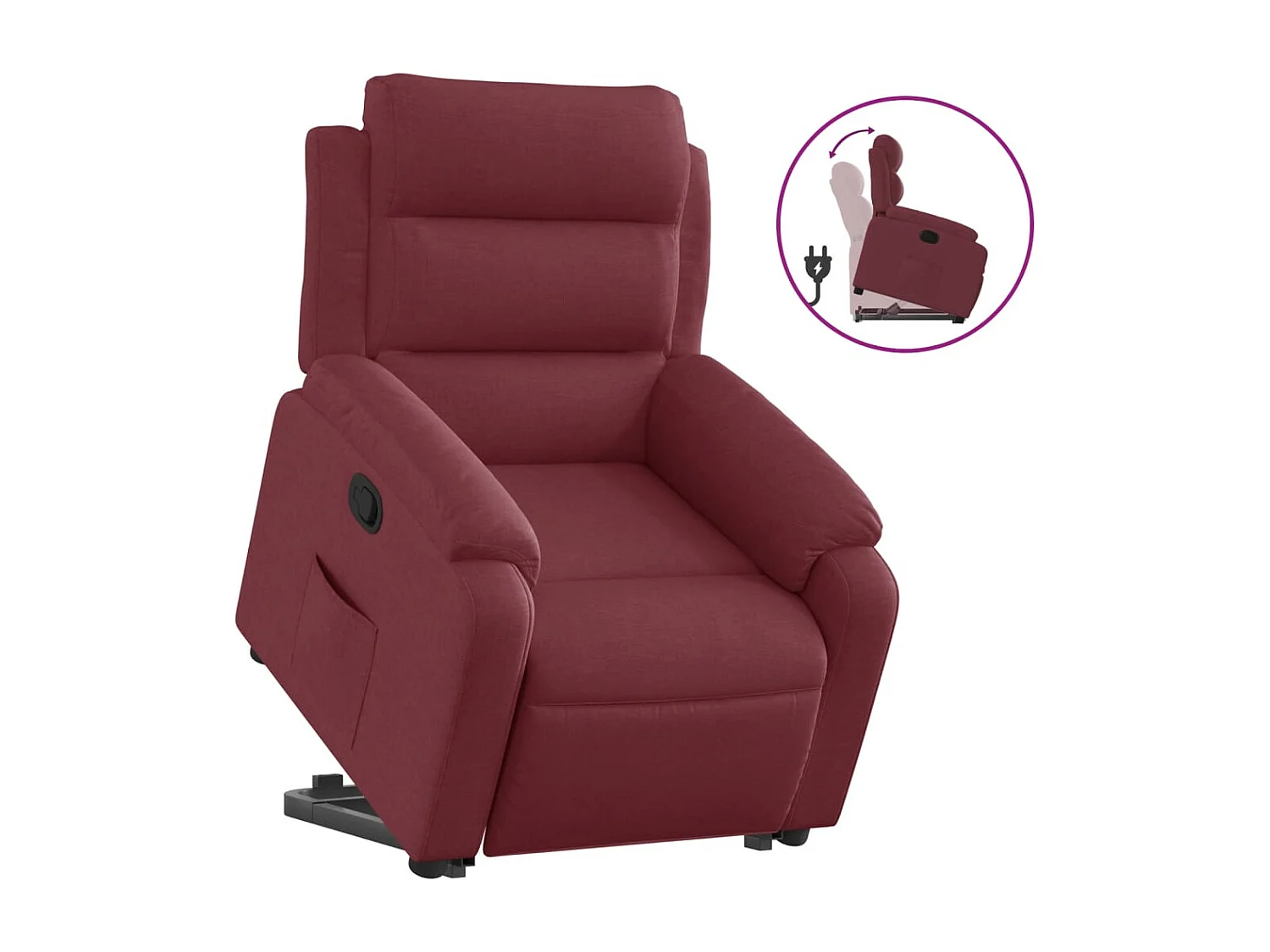 Fauteuil relax TV rembourrage tissu bordeaux 75 x 92.5 x 100 cm DEC028140