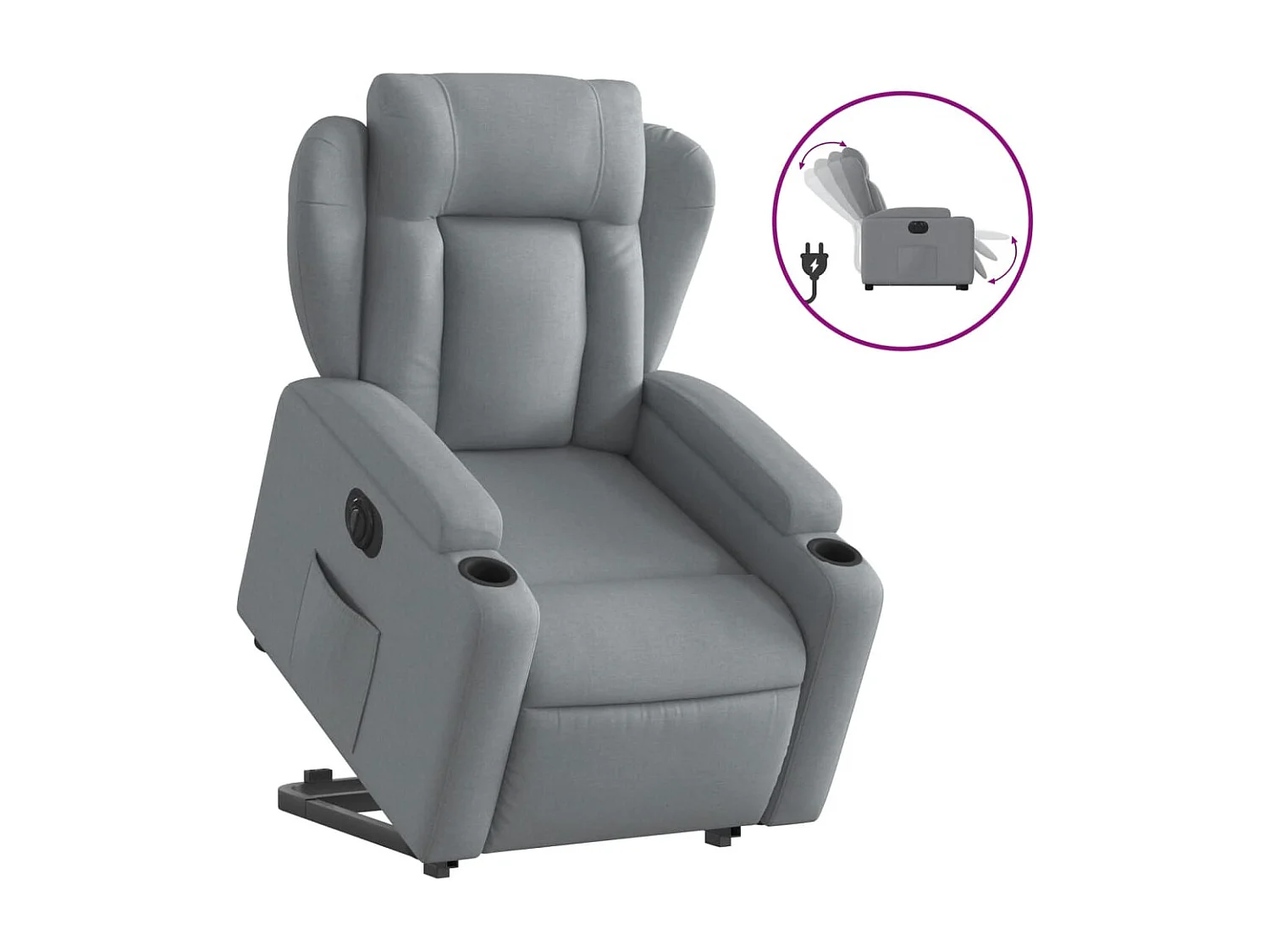 Fauteuil relax TV fonction tissu grise 77 x 94.5 x 100 cm DEC028325