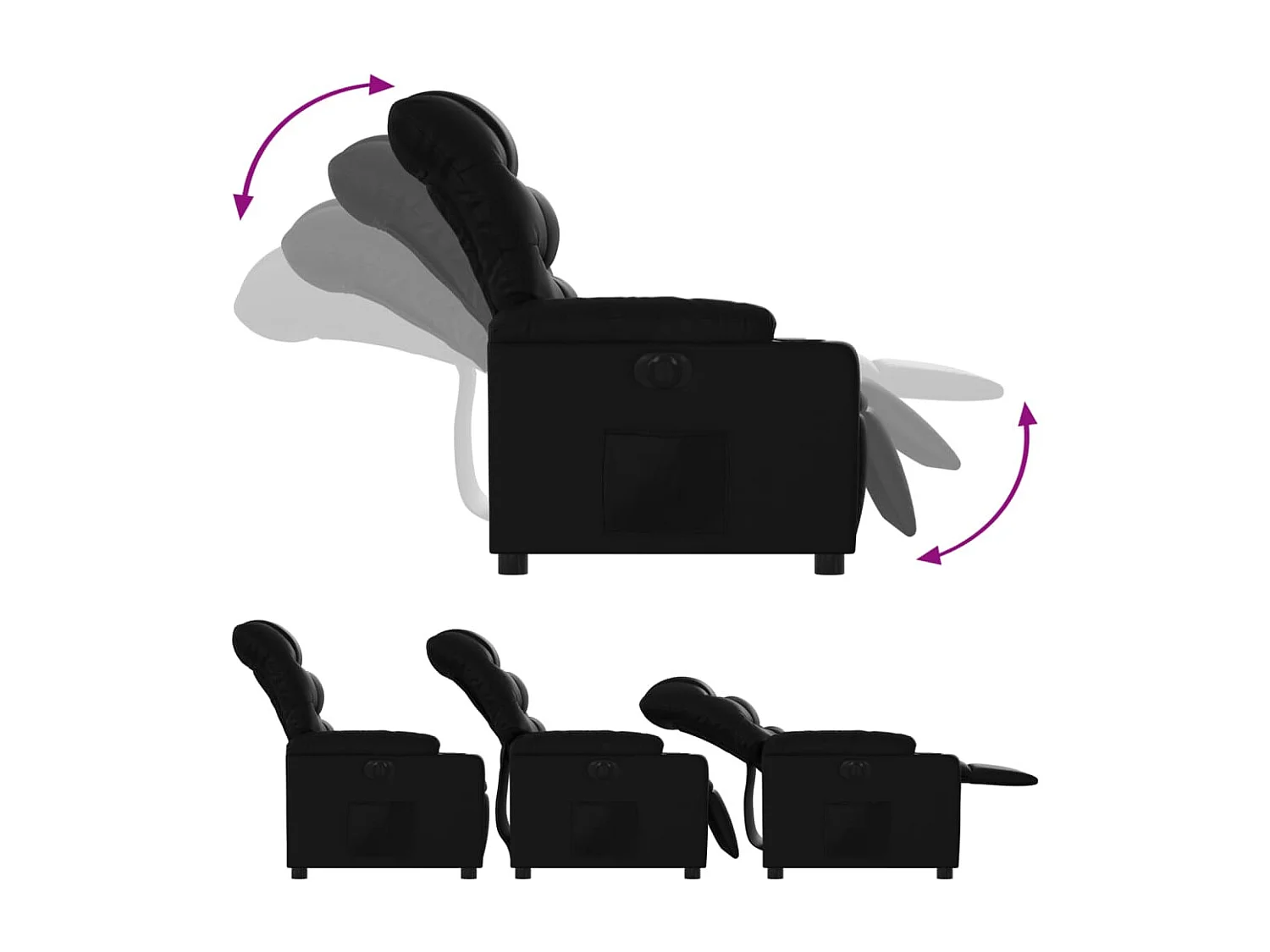 Fauteuil relax TV fonction PVC noire 75.5 x 93 x 99.5 cm DEC028470