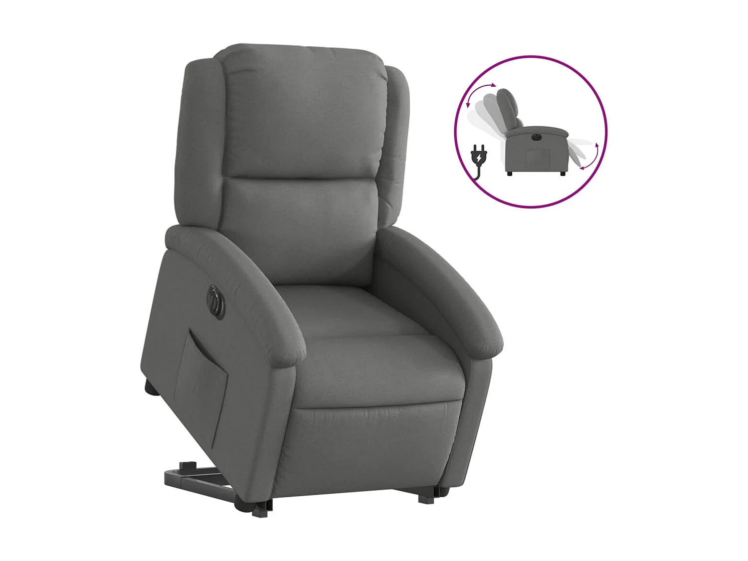 Fauteuil relax TV fonction tissu grise 71 x 86.5 x 99.5 cm DEC028347
