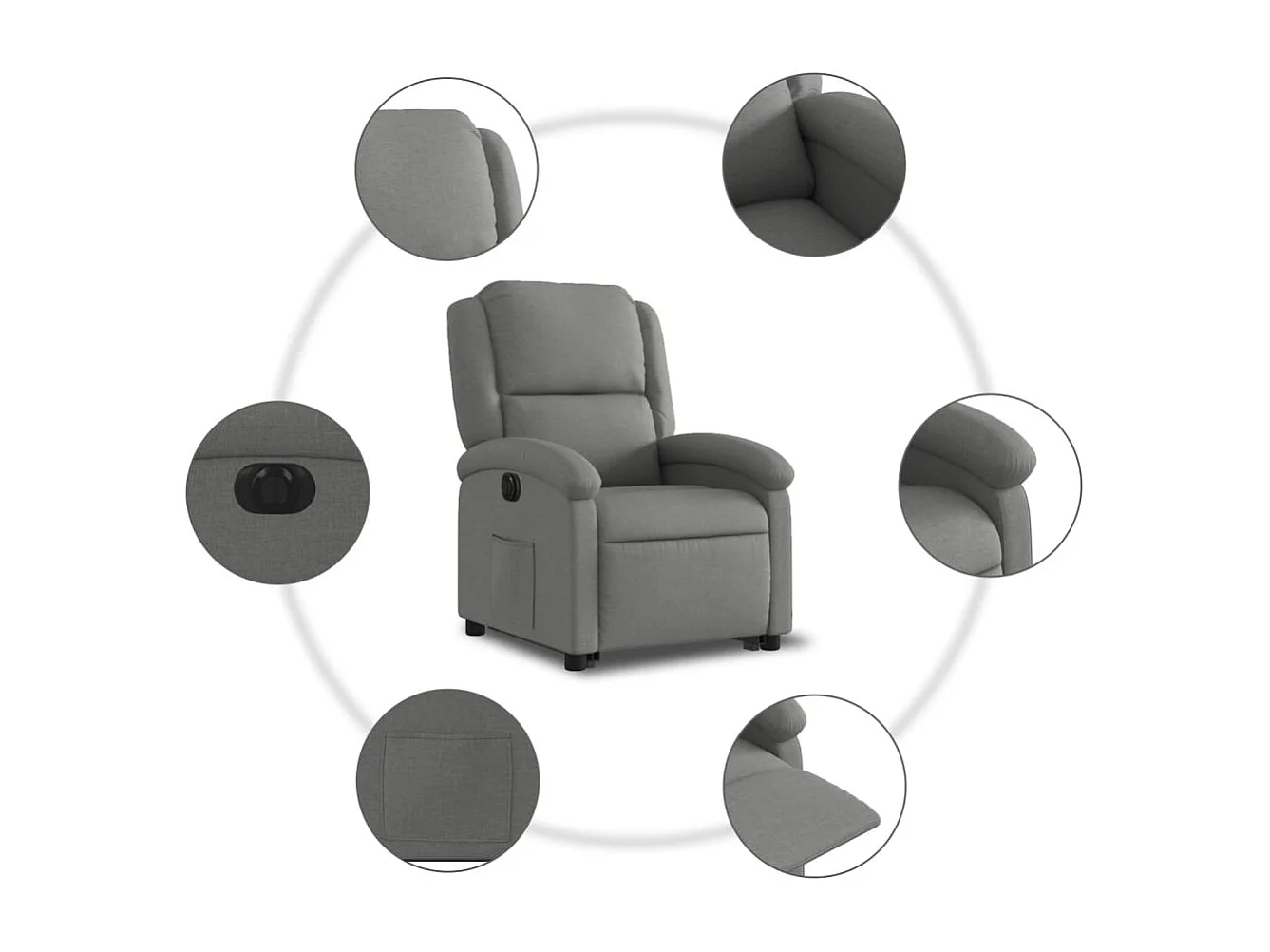 Fauteuil relax TV fonction tissu grise 71 x 86.5 x 99.5 cm DEC028347