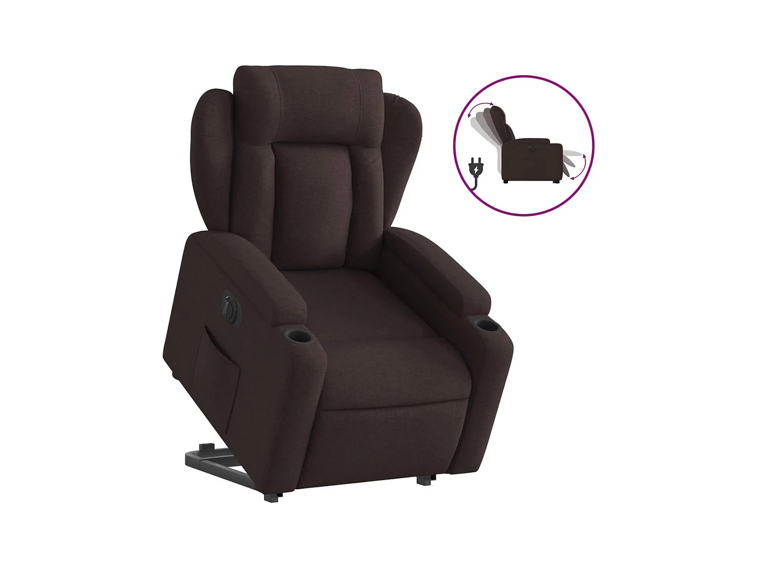 Fauteuil relax TV fonction tissu marron 77 x 94.5 x 100 cm DEC028415