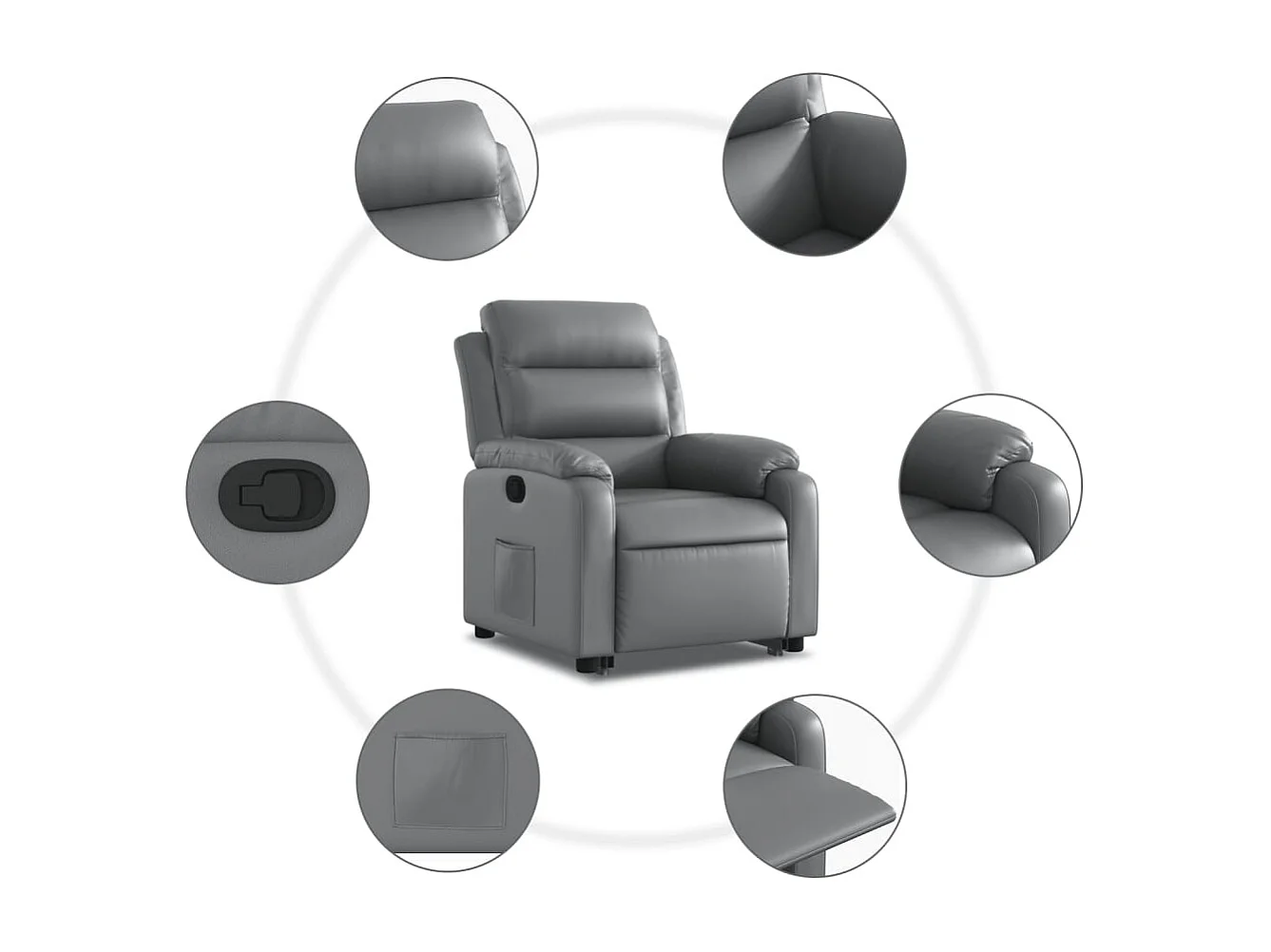 Fauteuil relax TV rembourrage PVC grise 75 x 92.5 x 100 cm DEC027987