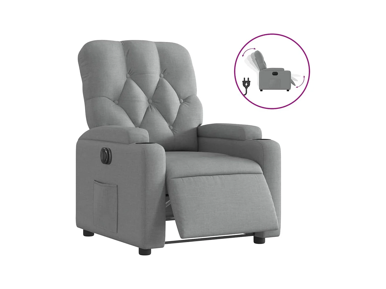 Fauteuil relax TV fonction tissu grise 74 x 86.5 x 93.5 cm DEC028307