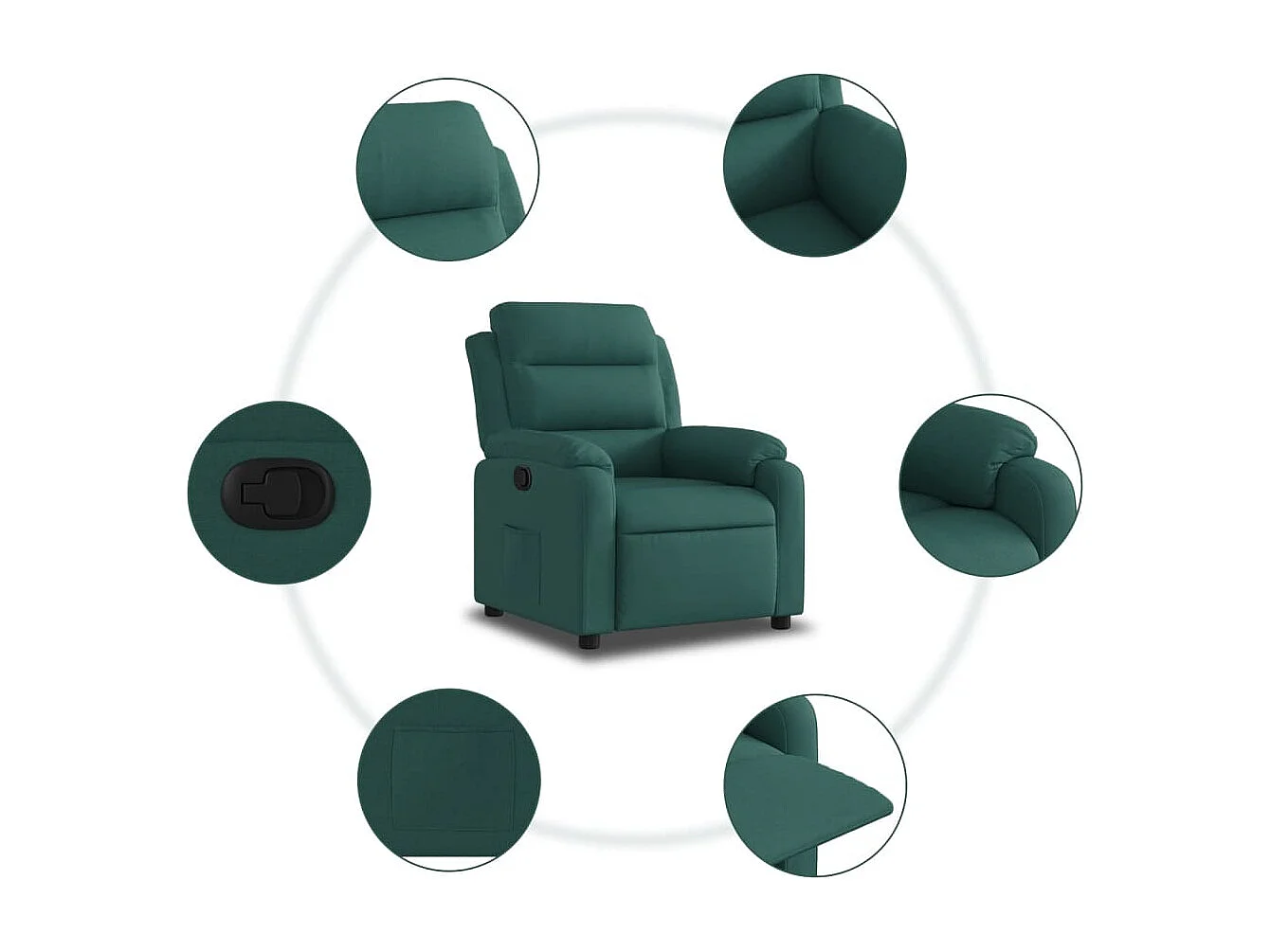 Fauteuil relax TV rembourrage tissu 75 x 92.5 x 100 cm DEC028231