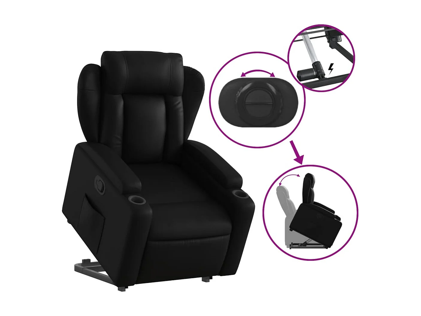 Fauteuil relax TV rembourrage PVC noire 77 x 94.5 x 100 cm DEC028088