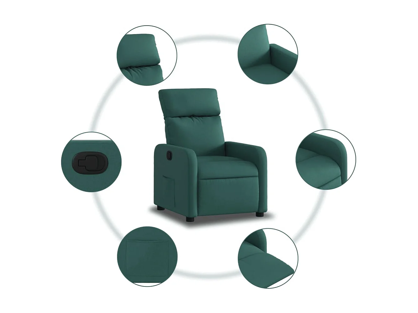 Fauteuil relax TV rembourrage tissu 66 x 89.5 x 95.5 cm DEC028215