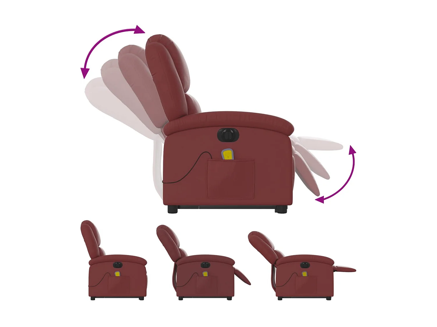 Fauteuil de relaxation fonction PVC bordeaux 71 x 86.5 x 99.5 cm DEC027829
