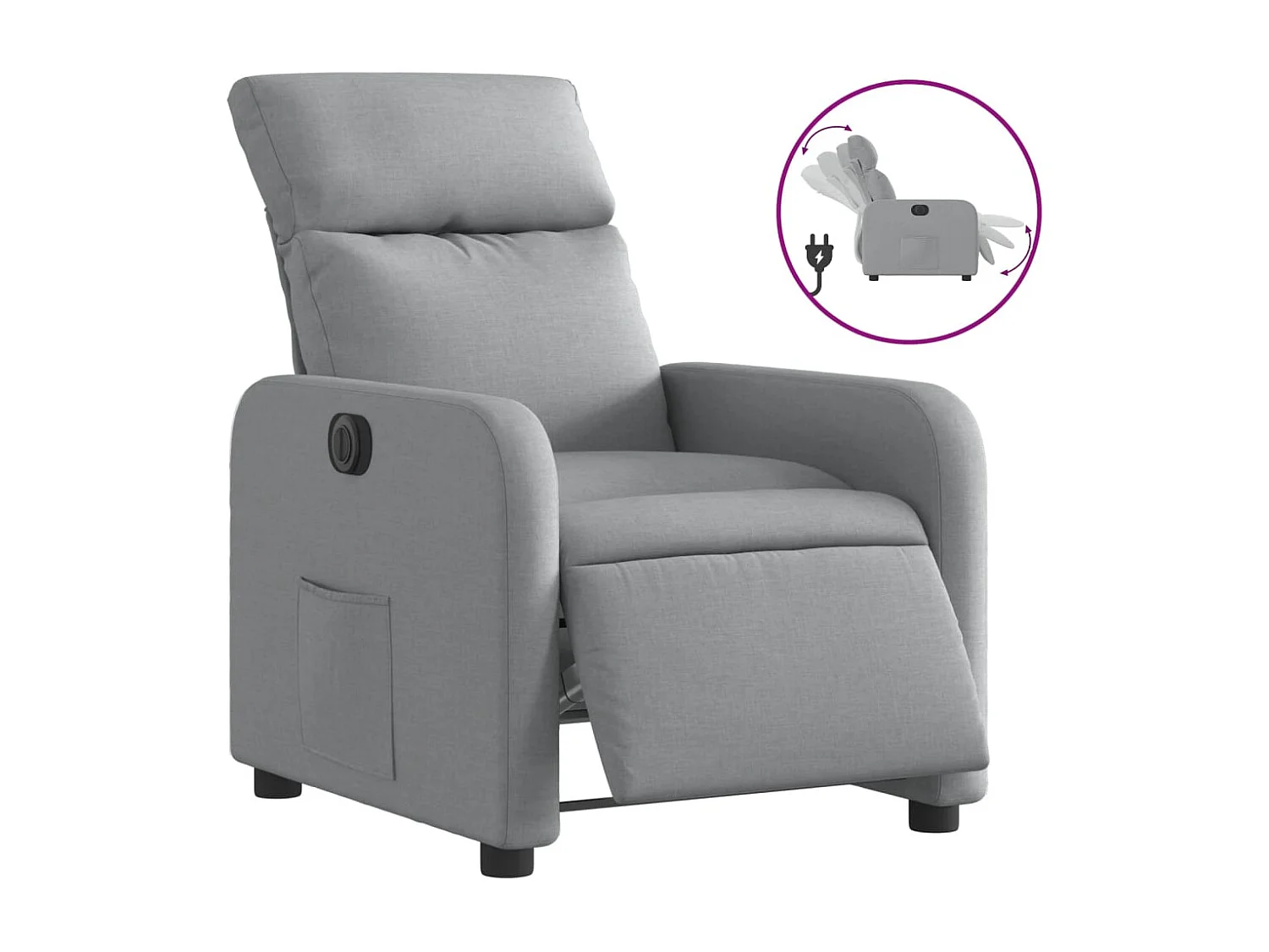 Fauteuil relax TV fonction tissu grise 66 x 89.5 x 95.5 cm DEC028311