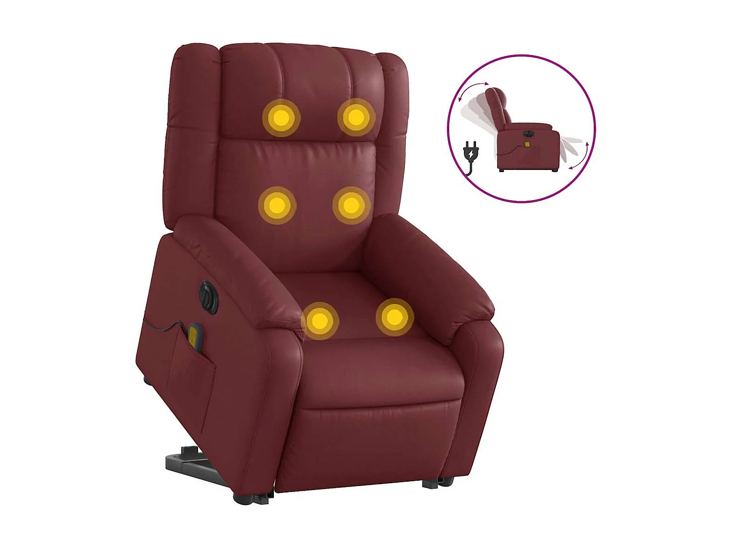 Fauteuil de relaxation fonction PVC bordeaux 77 x 95 x 99 cm DEC027838