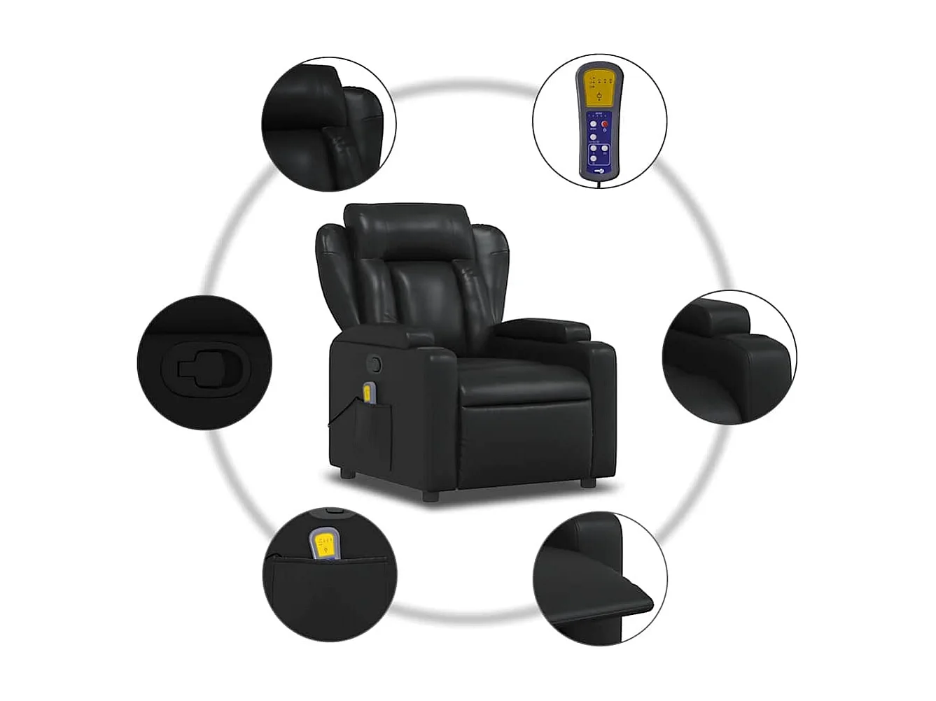 Fauteuil de relaxation TV PVC noire 77 x 94.5 x 100 cm DEC027029