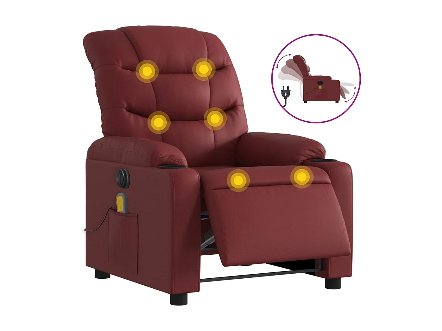Fauteuil de relaxation TV PVC bordeaux 75.5 x 93 x 99.5 cm DEC027244