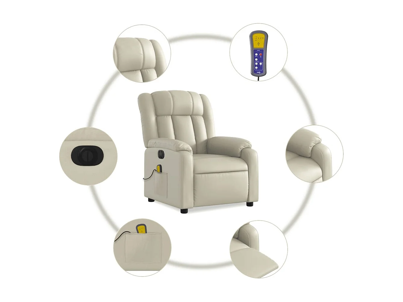 Fauteuil de relaxation TV PVC crème 78 x 92 x 98 cm DEC027151