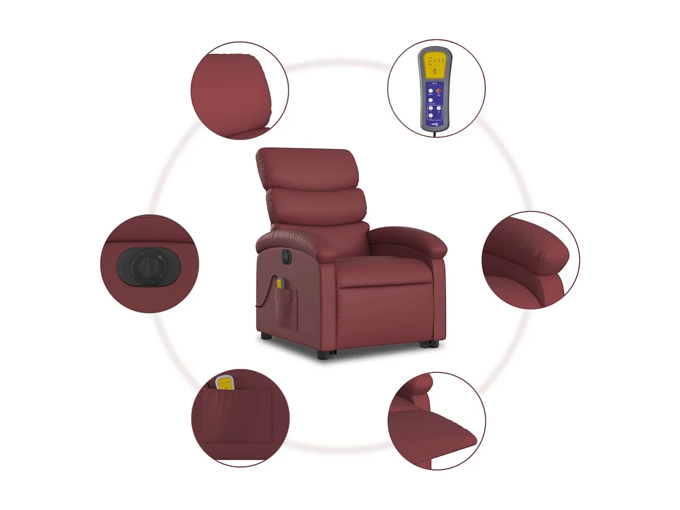 Fauteuil de relaxation fonction PVC bordeaux 70 x 92 x 99.5 cm DEC027830