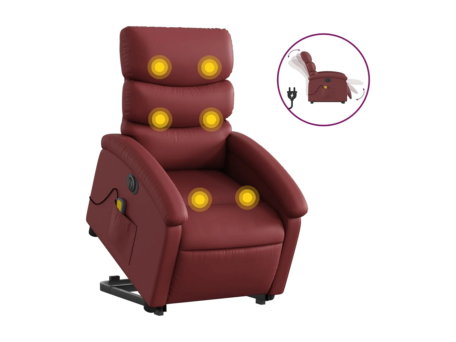 Fauteuil de relaxation fonction PVC bordeaux 70 x 92 x 99.5 cm DEC027830