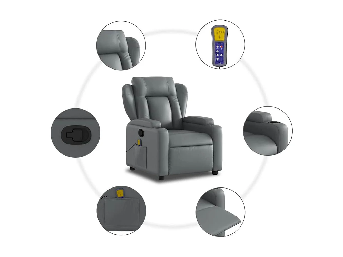 Fauteuil de relaxation TV PVC grise 77 x 94.5 x 100 cm DEC026971