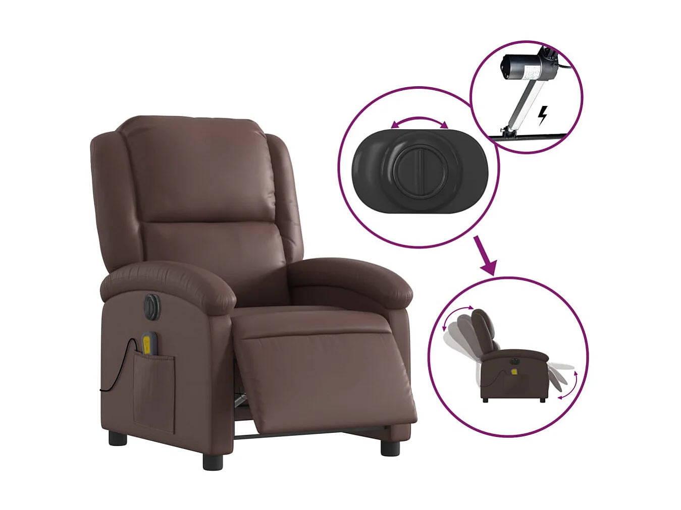 Fauteuil de relaxation TV PVC marron 71 x 86.5 x 99.5 cm DEC027204