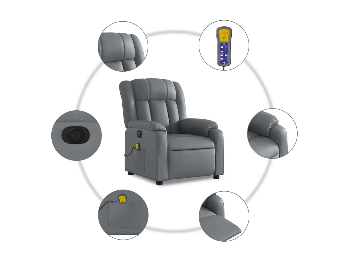 Fauteuil de relaxation TV PVC grise 78 x 92 x 98 cm DEC027172