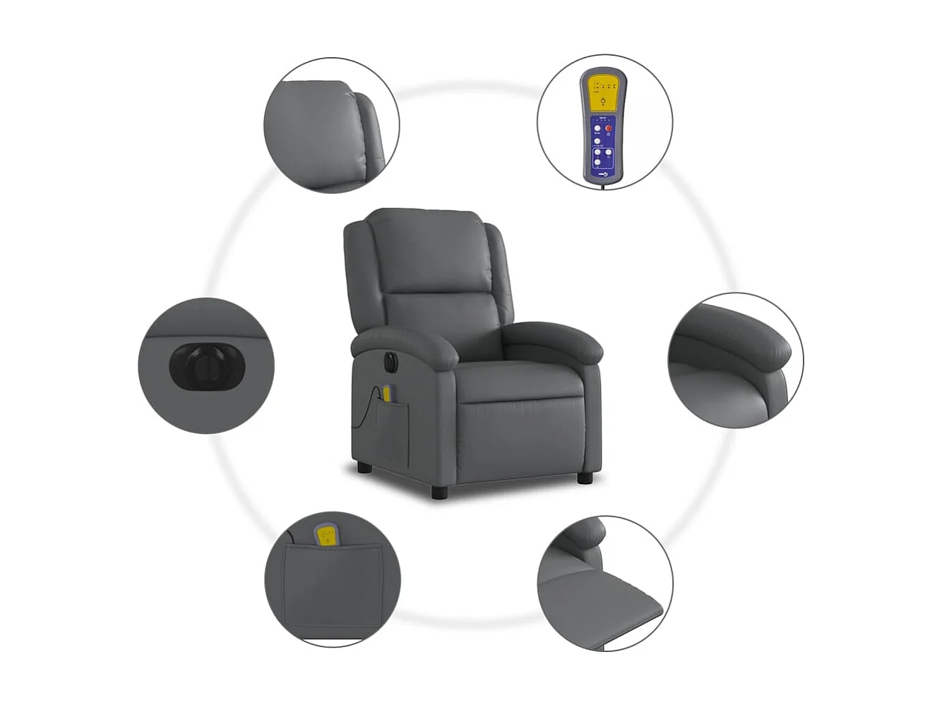 Fauteuil de relaxation TV PVC grise 71 x 86.5 x 99.5 cm DEC027178