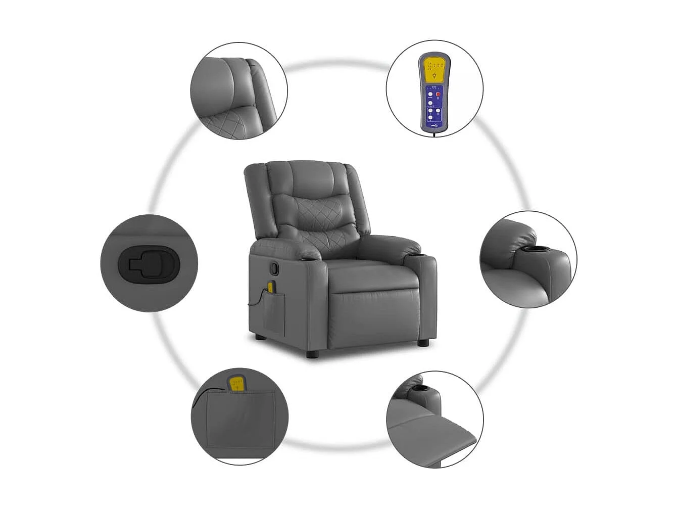 Fauteuil de relaxation TV PVC grise 77 x 93 x 99 cm DEC026975